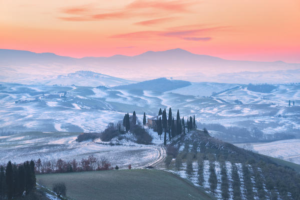 Orccia valley in winter season, Tuscany, Siena province, Italy, Europe.