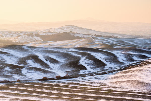 Orccia valley in winter season, Tuscany, Siena province, Italy, Europe.