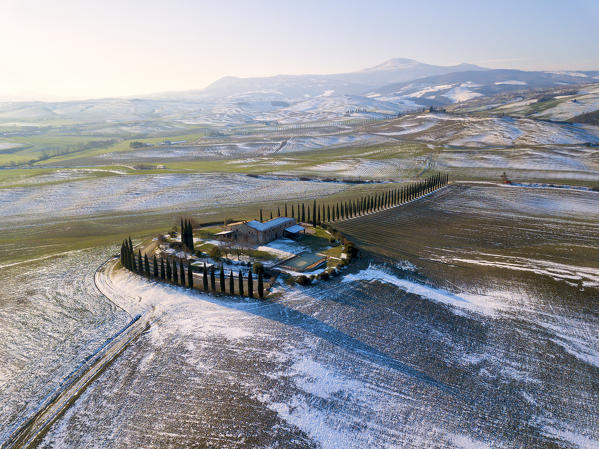 Orcia valley in winter season, Tuscany, Siena province, Italy, Europe.