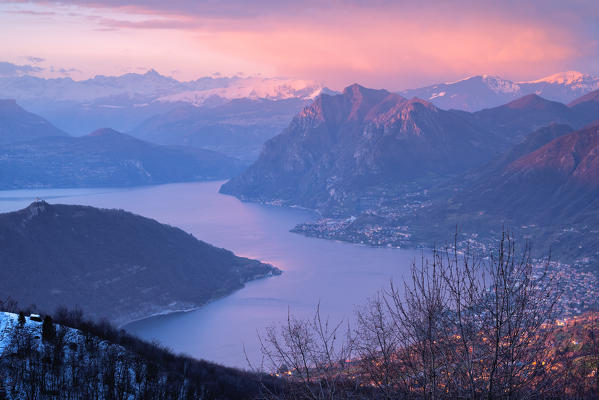 Iseo lake and Orobie Alps, Brescia province, Lombardy district, Italy.