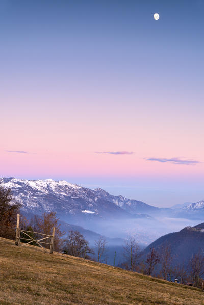 Brescia prealps at sunset, Lombardy district, Brescia province, Italy.