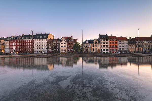 Colorful houses at Dusk,Copenhagen, Hovedstaden, Denmark, Northern Europe.