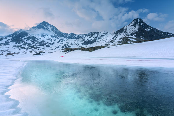 Thaw at Gavia pass, Lombardy district, Brescia province, Italy.