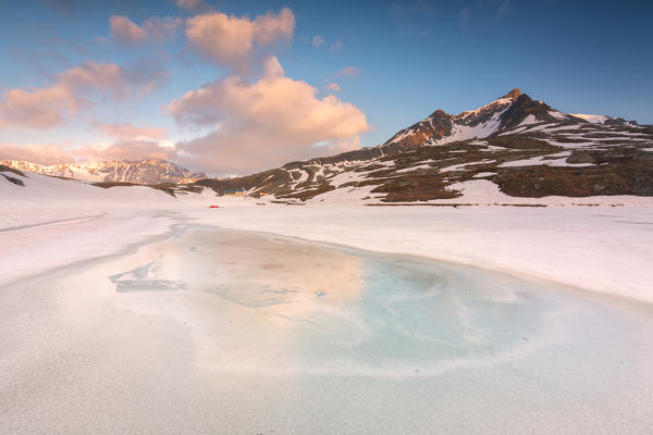 Thaw at Gavia pass, Lombardy district, Brescia province, Italy.