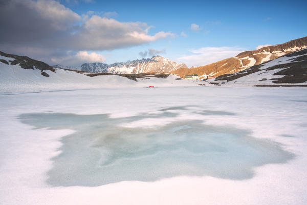 Thaw at Gavia pass, Lombardy district, Brescia province, Italy.