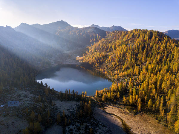 San Giuliano lake in Adamello Brenta Natural park, Trentino Alto Adige district, Unesco World Heritage site in Italy.