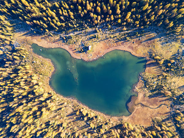 San Giuliano lake in Adamello Brenta Natural park, Trentino Alto Adige district, Unesco World Heritage site in Italy.