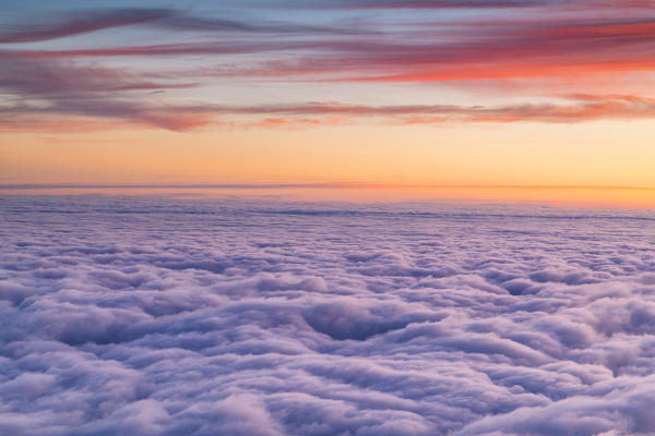 Sunset from Mount Guglielmo above the Clouds, Brescia province, Lombardy district, Italy