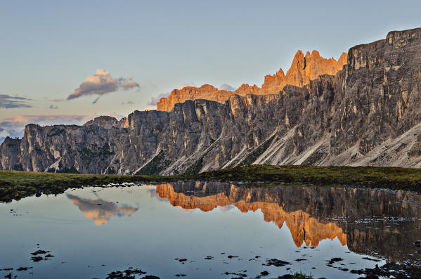 Lastoi de Formin, Croda da Lago, Giau Pass, Cadore, Dolomiti, Veneto, Italy. Sunset on Giau Pass