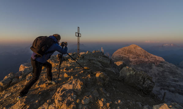 Tofana di Mezzo, Cortina d'Ampezzo, Dolomites, Veneto, Italy. Tofana di Mezzo's cross