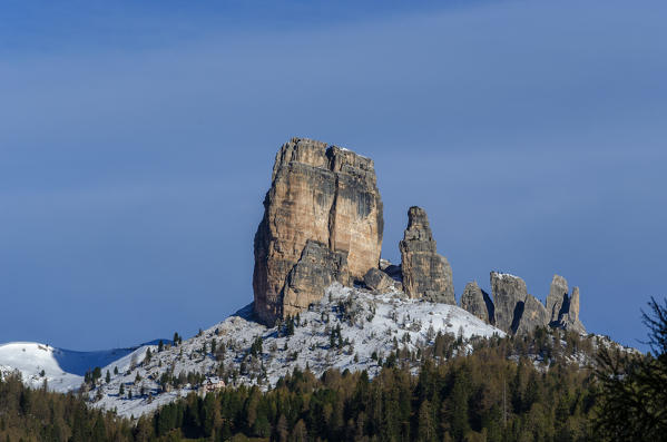 Cinque Torri, Falzarego Pass, Cortina d'Ampezzo, Dolomiti, Dolomites, Veneto, Italy. Cinque Torri