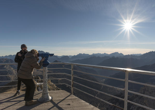 Lagazuoi mount, Falzarego Pass, Cortina d'Ampezzo, Dolomiti, Dolomites, Belluno, Veneto, Italy. Lagazuoi's refuge