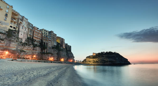 Tropea, Calabria, Italy. The famous Isola di Tropea after the sunset