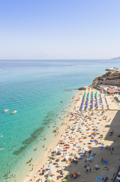 Tropea, Province of Vibo Valentia, Calabria, Italy. The famous view from Villetta di Liano towards the beach