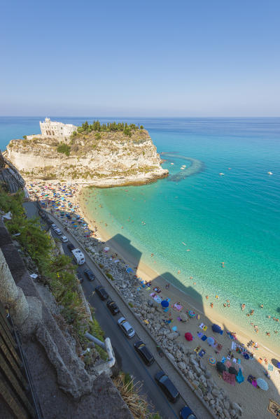 Tropea, Province of Vibo Valentia, Calabria, Italy. The famous view from Villetta di Liano towards the Santa Maria dell'Isola