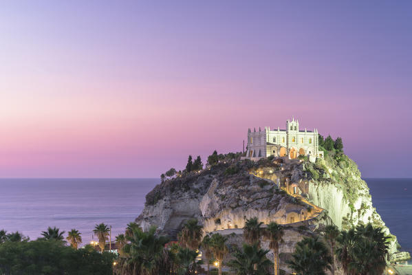 Tropea, Province of Vibo Valentia, Calabria, Italy. Santa Maria dell'Isola at dusk