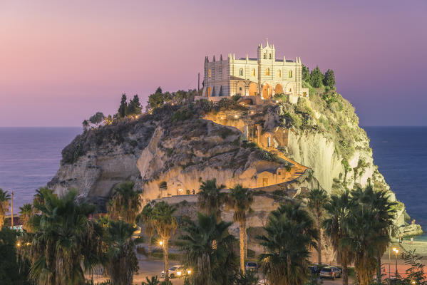 Tropea, Province of Vibo Valentia, Calabria, Italy. Santa Maria dell'Isola at dusk