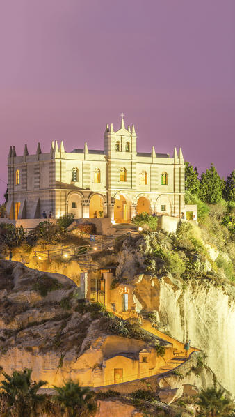 Tropea, Province of Vibo Valentia, Calabria, Italy. Santa Maria dell'Isola at dusk