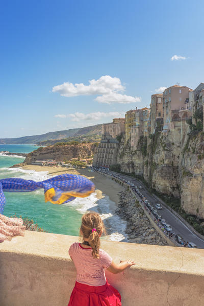 Tropea, Province of Vibo Valentia, Calabria, Italy. View of Tropea from the roof of the churh Santa Maria dell'Isola