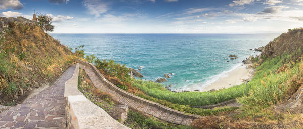 Parghelia, Province of Vibo Valentia, Calabria, Italy. Panoramic view of Michelino's beach