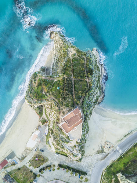 Tropea, Province of Vibo Valentia, Calabria. Top view of Santa Maria dell'Isola di Tropea.