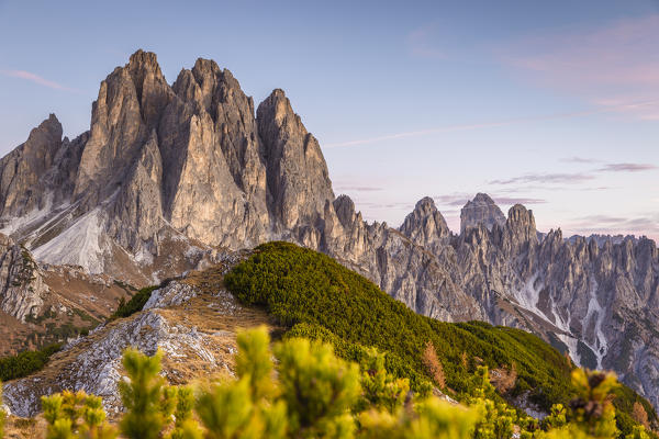 Italy,Veneto,Belluno district,Auronzo di Cadore,the Cadini di Misurina group at dawn