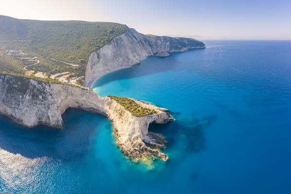 Arial view of the bay of Porto Katsiki, Lefkada, Ionian Islands region, Greece.