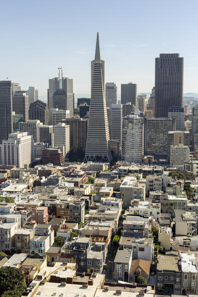 The skyline of San Francisco with Transamerica Pyramid. San Francisco, Marin County, California, USA.