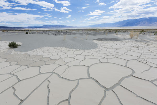 Desert landscape with lines on dry sand. Death Valley National Park, Inyo County, California, USA.