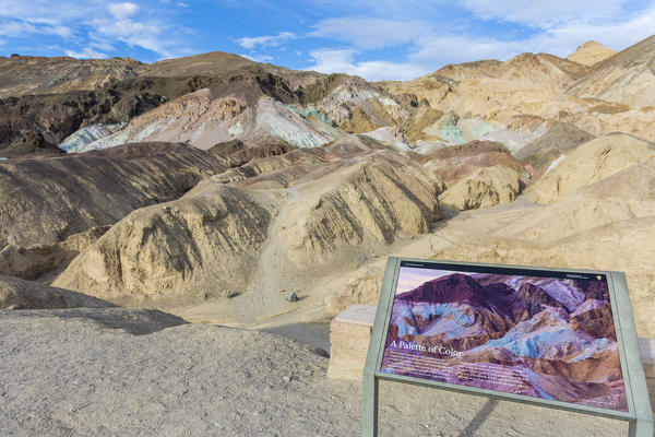 Touristic sign at Artist's Palette. Death Valley National Park, Inyo County, California, USA.