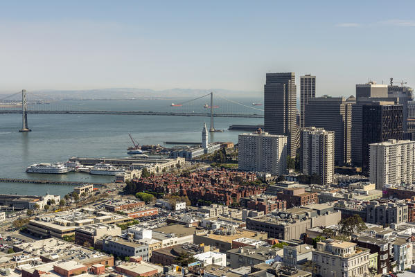 The skyline of San Francisco with Transamerica Pyramid. San Francisco, Marin County, California, USA.