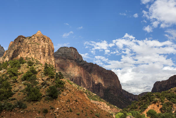 Rock formations at Zion National Park, Hurricane, Washington County, Utah, USA.