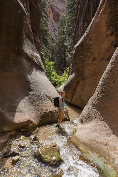 Female hiker atKanarra Falls. Kanarra Creek Canyon