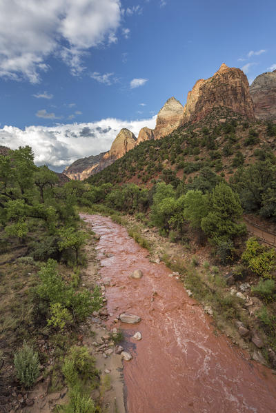 Virgin River after a sudden flash flood. Zion National Park, Hurricane, Washington County, Utah, USA.