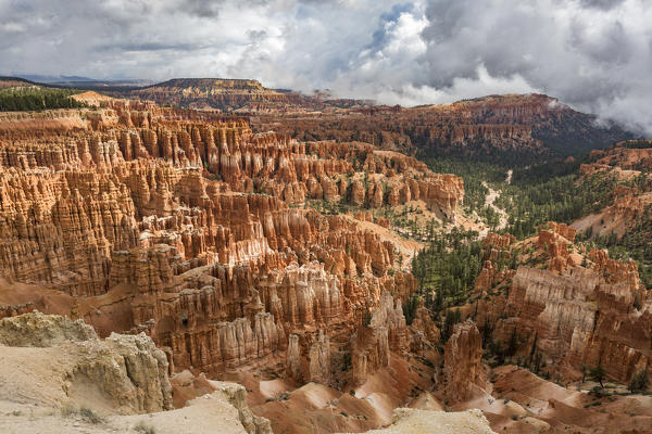 Hoodoos landscape from Inspiration Point. Bryce Canyon National Park, Garfield County, Utah, USA.