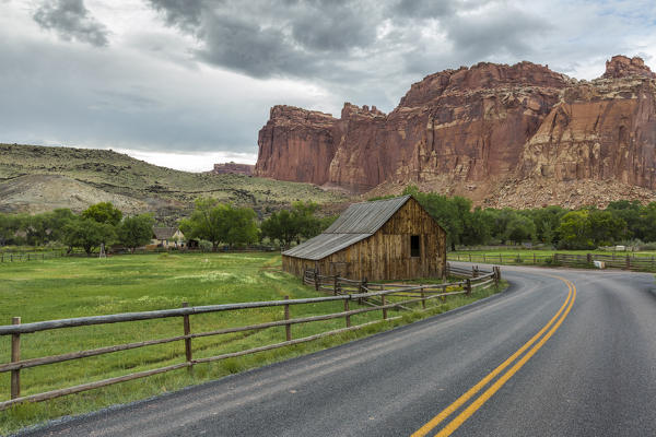 The old barn at Fruita ghost town. Teasdale, Capitol Reef National Park, Wayne County, Utah, USA.