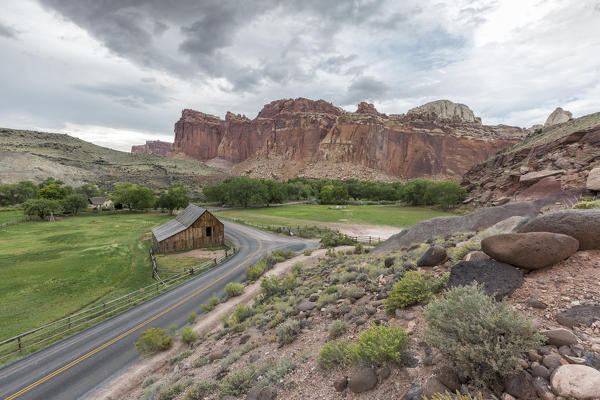 The old barn at Fruita ghost town. Teasdale, Capitol Reef National Park, Wayne County, Utah, USA.