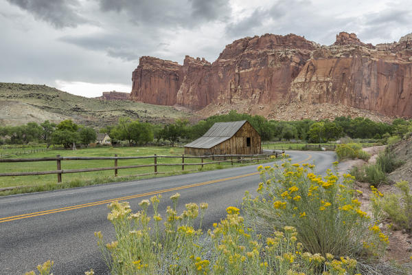 The old barn at Fruita ghost town. Teasdale, Capitol Reef National Park, Wayne County, Utah, USA.