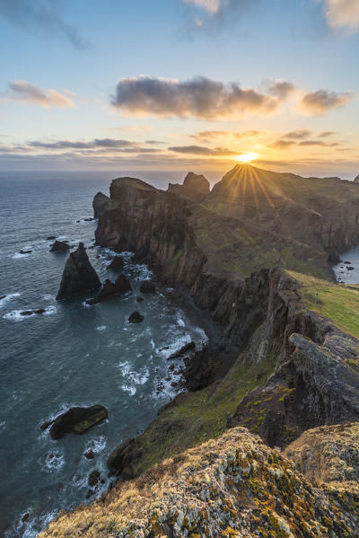 View of Point of Saint Lawrence at dawn. Canical,  Machico district, Madeira region, Portugal.