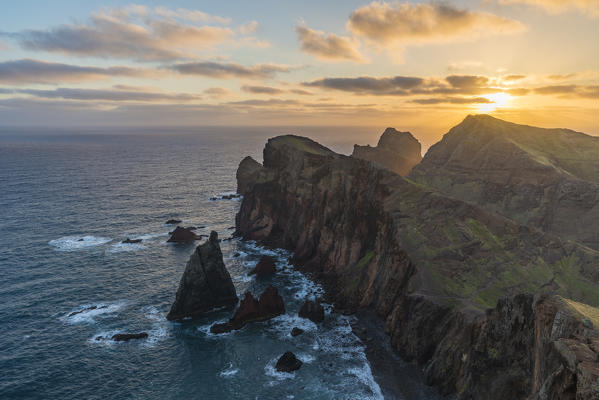 View of Point of Saint Lawrence at dawn. Canical,  Machico district, Madeira region, Portugal.