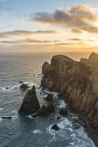 View of Point of Saint Lawrence at dawn. Canical,  Machico district, Madeira region, Portugal.