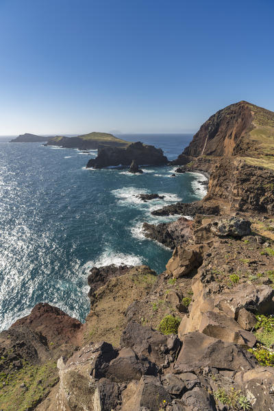 Cevada and Farol islets from Point of St Lawrence. Canical, Machico district, Madeira region, Portugal.