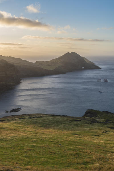 View of Point of St Lawrence and Furado Point at dawn. Canical, Machico district, Madeira region, Portugal.