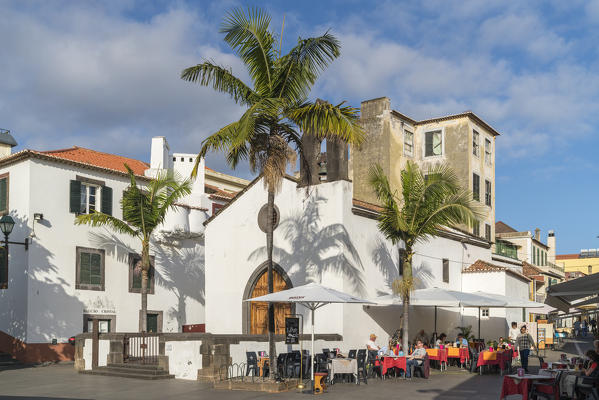 The facade of Corpo Santo Chapel in the Old Town. Funchal, Madeira region, Portugal.