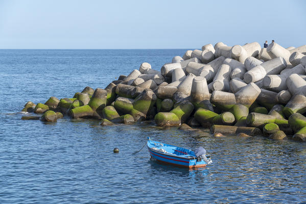 Boat and dock in Funchal, Madeira region, Portugal.