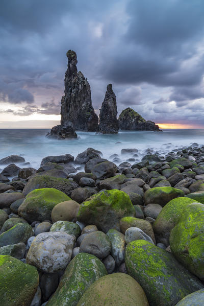 Rib and Janela islets at dawn. Porto Moniz, Madeira region, Portugal.