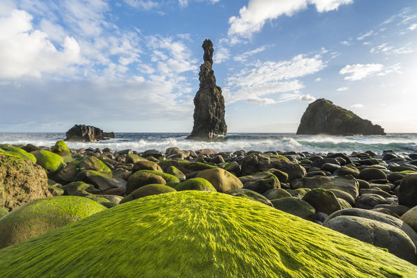 Rib and Janela islets in the morning light. Porto Moniz, Madeira region, Portugal.