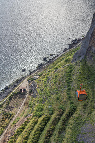 Cableway that takes people to Faja dos Padres. Quinta Grande, Madeira region, Portugal.