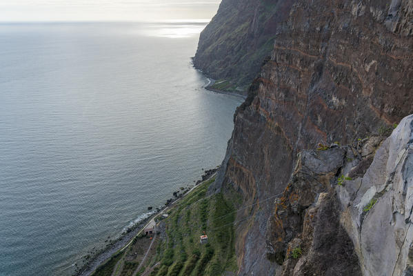 Cableway that takes people to Faja dos Padres. Quinta Grande, Madeira region, Portugal.