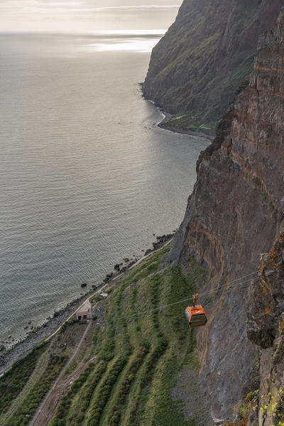 Cableway that takes people to Faja dos Padres. Quinta Grande, Madeira region, Portugal.